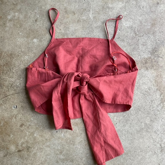 Crop Top tie back lightweight boho beachy size small AUS 8 US 4 casual - Picture 2 of 6